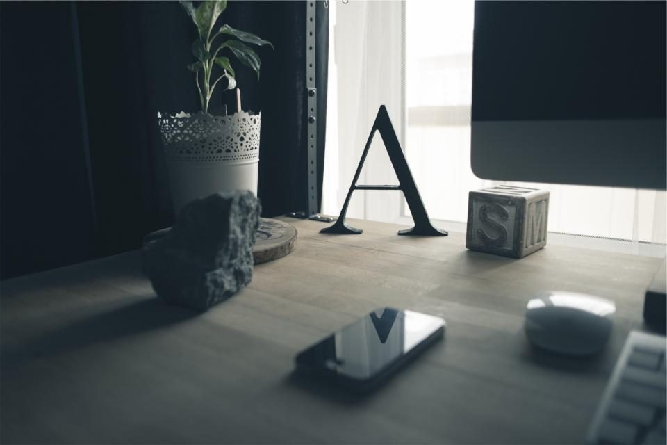 Illustrative photograph of desk Office