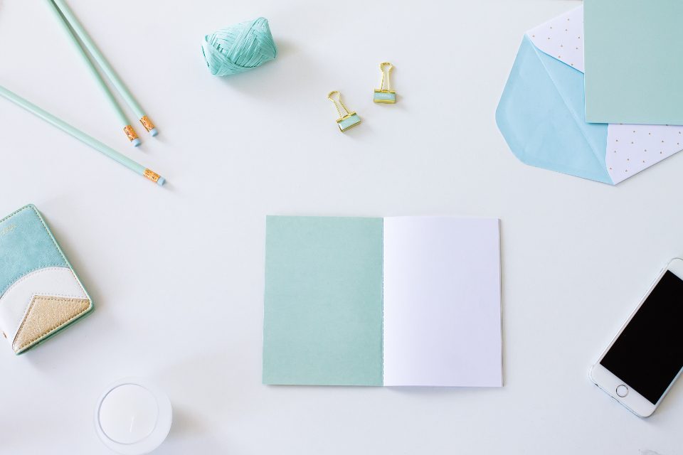 Illustrative photograph of flatlay Desk